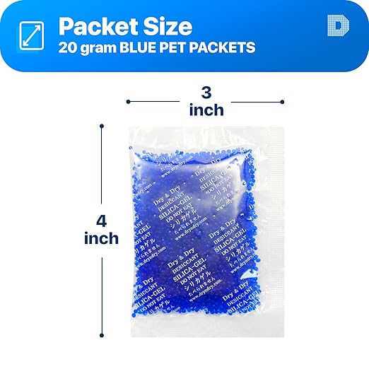 Dry & Dry 20 Gram Blue Indicating Silica Gel Packets Desiccant Silica Gel - Image 6