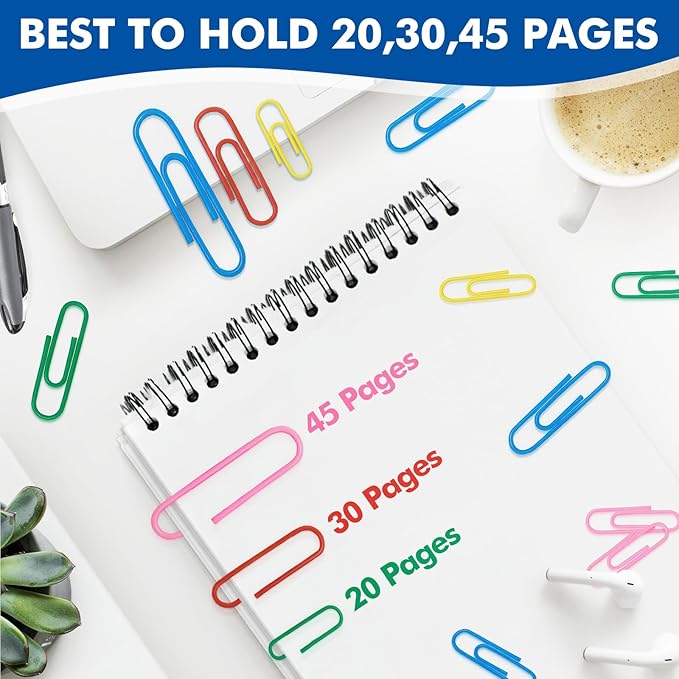 1000 Paper Clips Assorted Sizes, and Small Colored Paper Clips, Home - Image 4