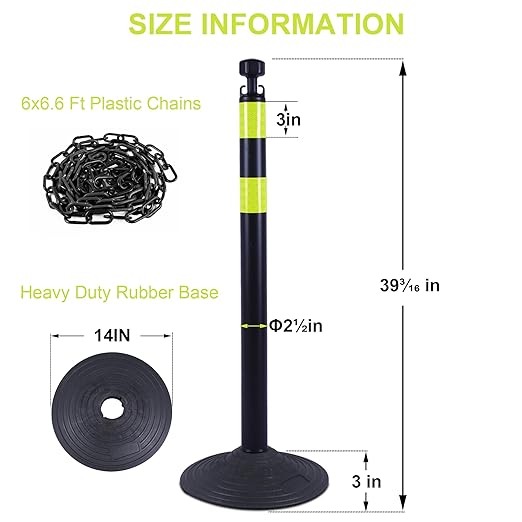 OrangeStar 6 Packs Traffic Delineator Post Cones, Crowd Control Stanchion Sets - Image 7