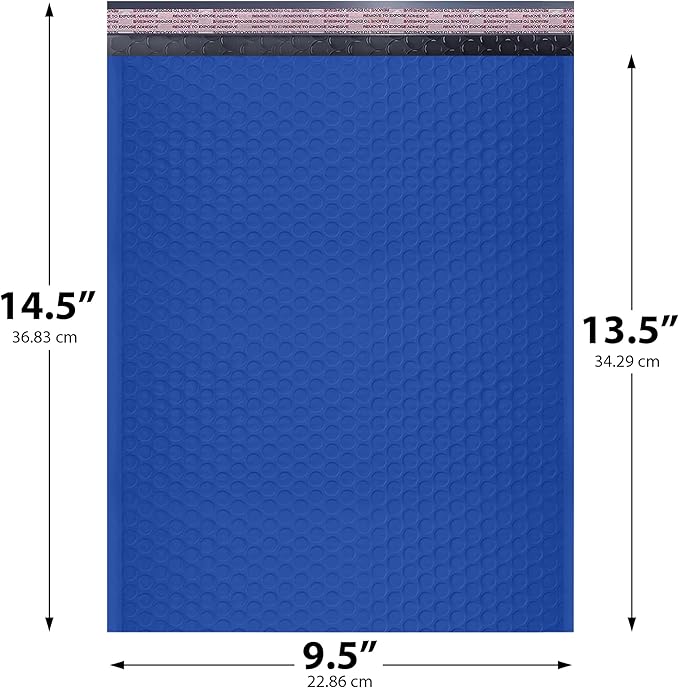 Royal Blue Large Poly Bubble Mailers 9.5x14.5 inch #4 | Self Seal Padded - Image 2