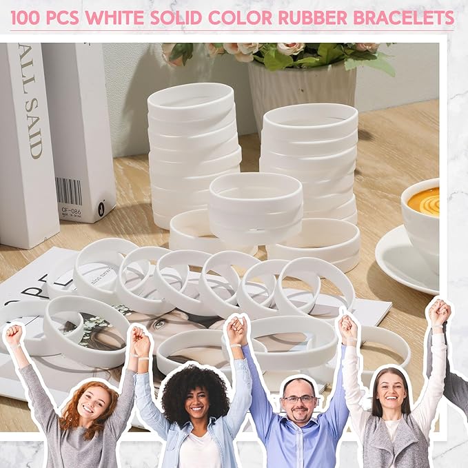 Liliful 100 Pcs Silicone Rubber Wristbands Rubber Wristband Bracelet Bands - Image 6