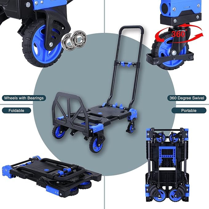 2-in-1 Hand Truck Dolly Foldable, 330LB Capacity Hand Dolly, Folding Hand Cart - Image 4