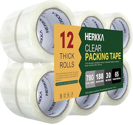 HERKKA Clear Packing Tape, 12 Rolls Heavy Duty Packaging Tape by HERKKA