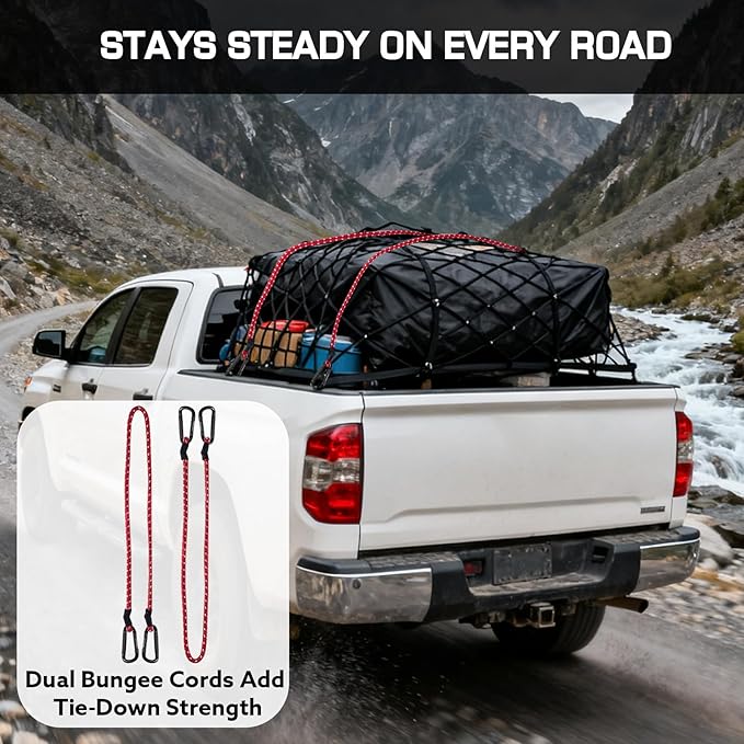 Cargo Net for Pickup Truck Bed, Stretchable 4'x4' to 7'x7' Fine Mesh Elastic - Image 5