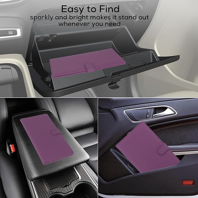 Car Registration and Insurance Holder, Leather Magnetic Shut Vehicle Glove Box - Image 5