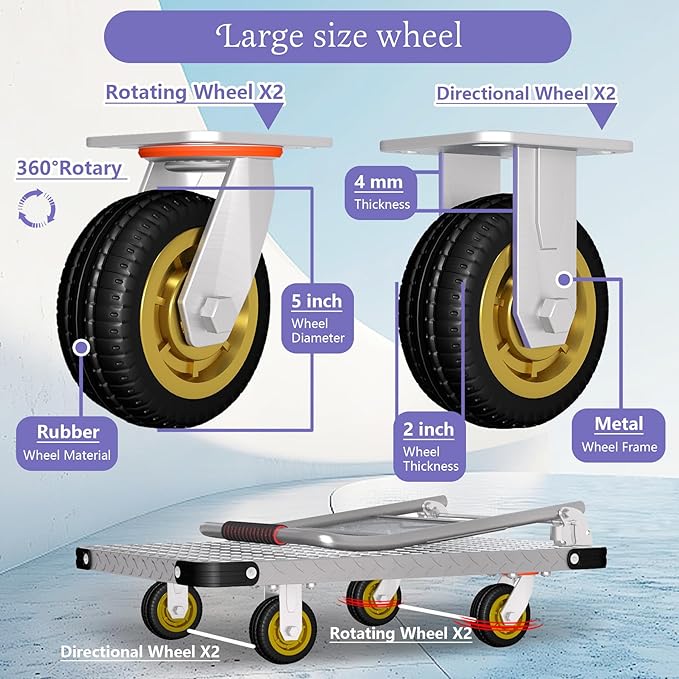 Heavy Duty Platform Truck Cart Foldable Flat Cart Push Cart Dolly Large - Image 2