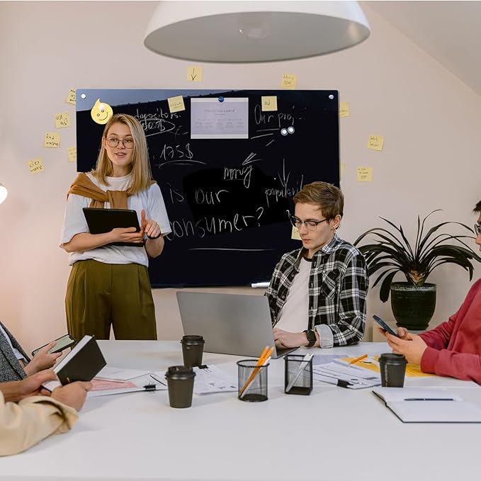 Magnetic Glass Whiteboard 48" x 36" Dry Erase Board Frameless Premium Tempered - Image 9
