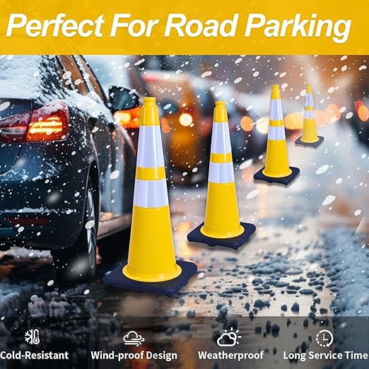 BESEA 8Pack 36” inch Traffic Cones Yellow Road Parking Cones Construction - Image 3