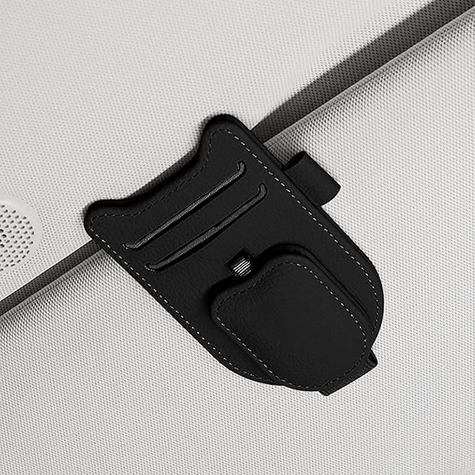 Sunglasses Holder for Car Visor, Magnetic Leather Glasses Eyeglass Clip by fccairms