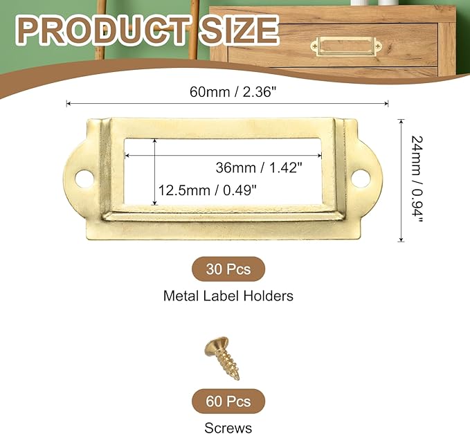 PATIKIL 60x24mm Metal Label Holders - Image 2