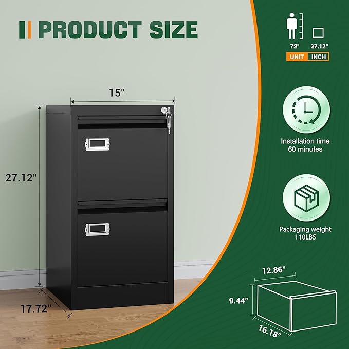 Letaya 2 Drawer File Cabinet - Image 3