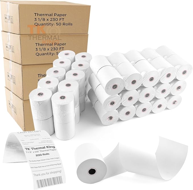 3 1/8" x 230' Thermal Paper, POS Receipt Paper by TKThermalKing