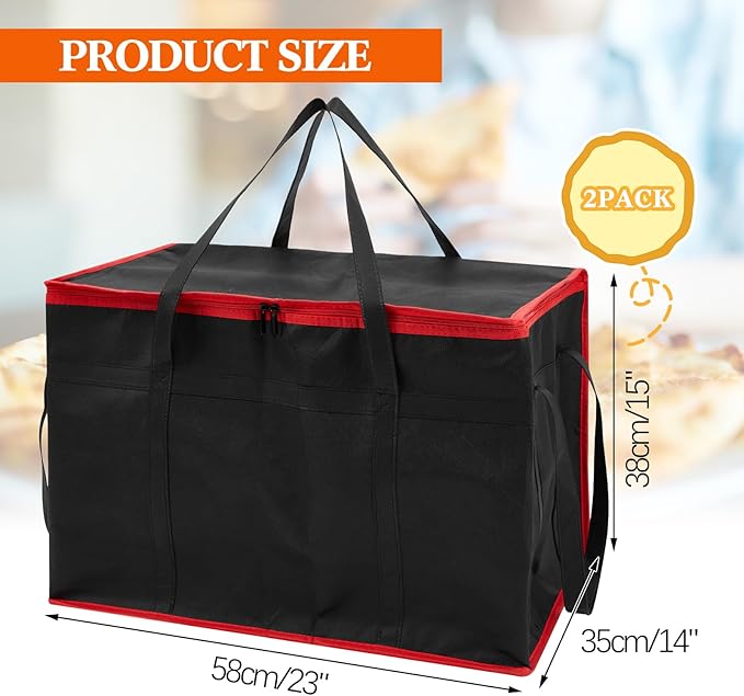 Maxcheck 2 Pcs Insulated Bags for Food Delivery XXXL Large Capacity Hot Grocery - Image 2