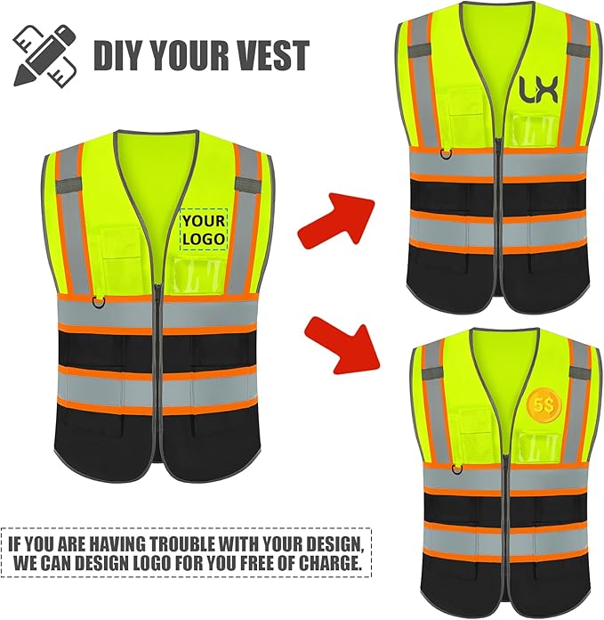 BeautyWill Custom Logo Safety Vest Class2 High Visibility Reflective Vest - Image 3