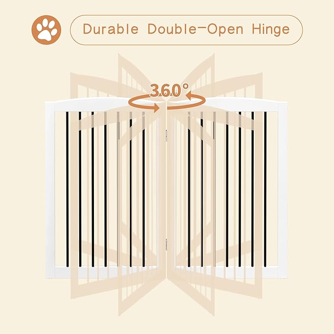 Freestanding Pet Gate for Dogs, Indoor Wooden Foldable Dog Gate for House - Image 6