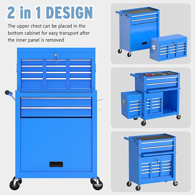 8 Drawer High Capacity Rolling Tool Chest, Metal Tool Box - Image 7