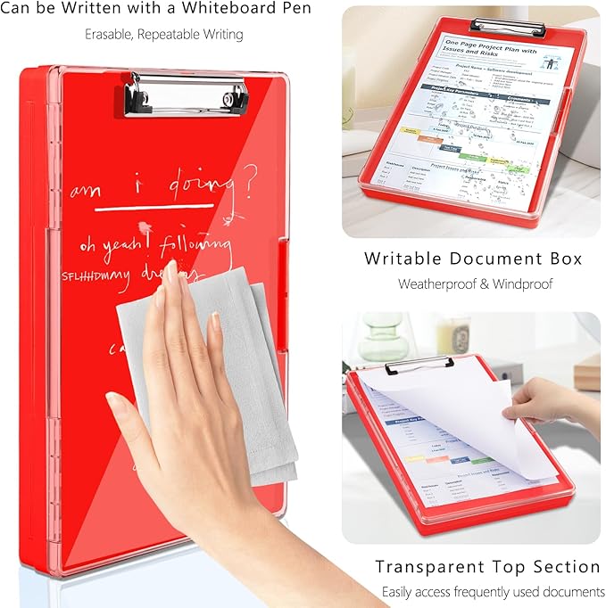 Clipboard with Storage, Heavy Duty Clip Boards 8.5x11 with 2 Storage Case - Image 3