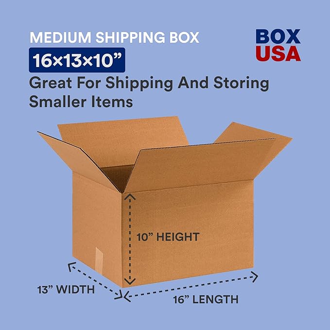 BOX USA Shipping Boxes 16"L x 13"W x 10"H, Packaging and Storage - Image 2