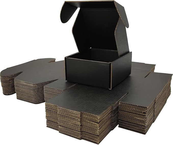 Small Black Shipping Boxes for Small Business Pack of 25-4x4x2 inches Cardboard by Lmuze