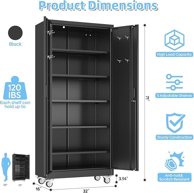 Aobabo Upgrade 71H''*32''W*16''D Metal Garage Storage Cabinet - Image 3