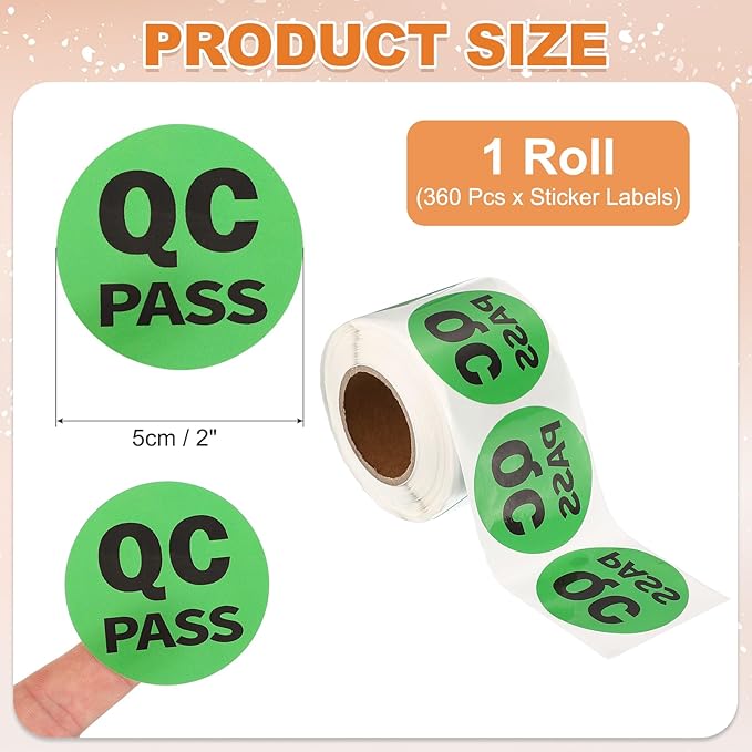 PATIKIL 360 Pcs 1 Roll QC Pass Labels, 2 Inch Circle Inventory Control Adhesive - Image 2