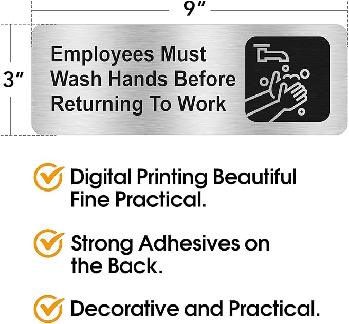 Faittoo Employees Must Wash Hands Before Returning to Work Sign, Rust Free - Image 2