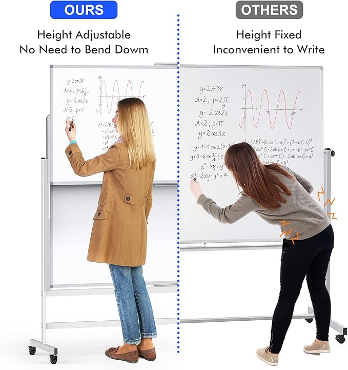 Dry Erase Whiteboard Height Adjustable, 72x60 inches Large Standing Easel White - Image 7