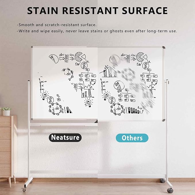 Large Rolling Whiteboard on Wheels, Portable Standing Magnetic Dry Erase Board - Image 5
