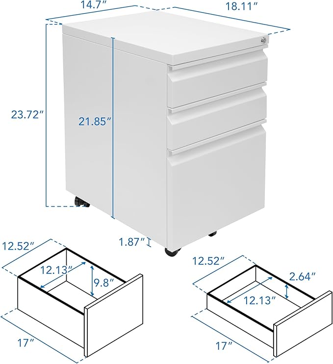 Mount-It! 3 Drawer File Cabinet - Image 3