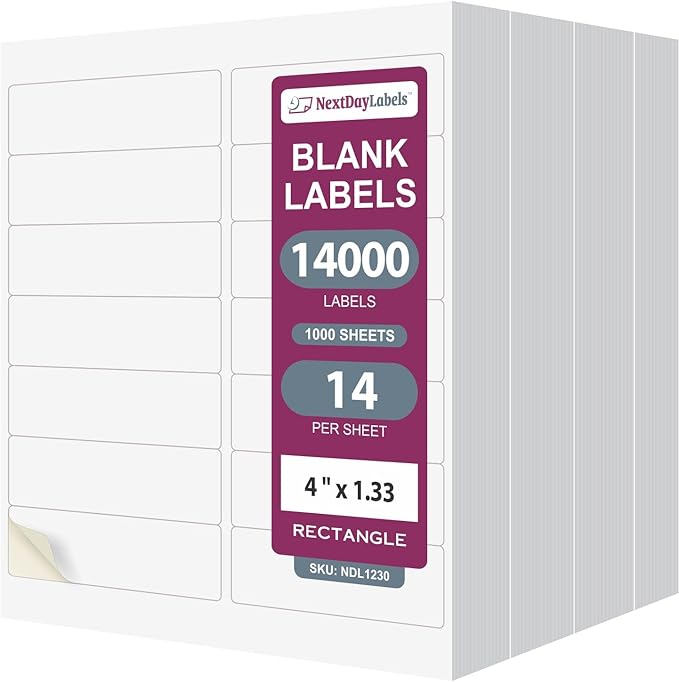 NextDayLabels – 4" x 1-1/3" Rectangular Sticker Labels by NextDayLabels