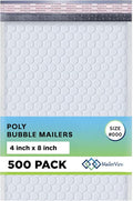 White Small Bubble Mailers 4x8 Inch #000 | Thick Padded Poly Bubble Mailer by MAILERVIEW