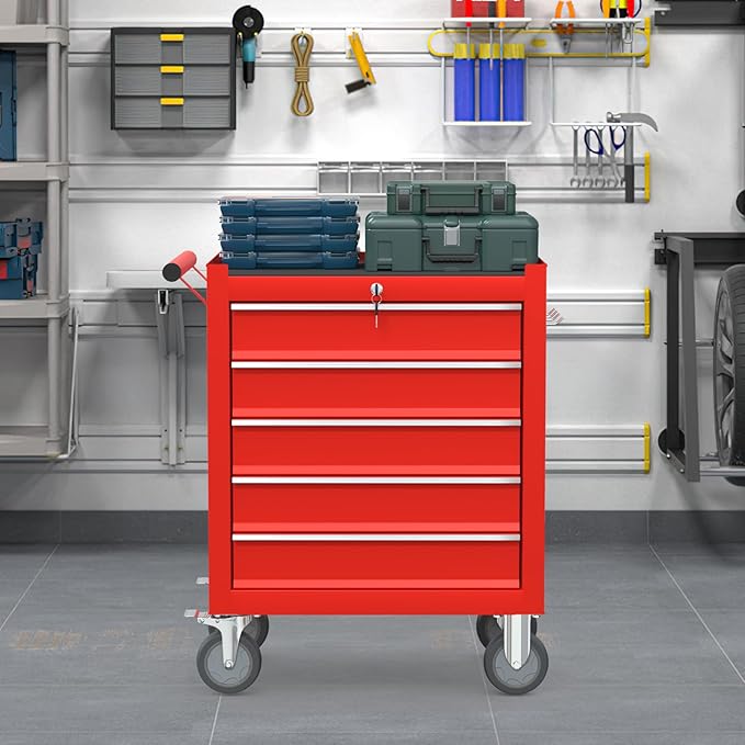 5 Drawers Rolling Tool Chest, Large Capacity Metal Tool Box - Image 4