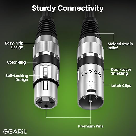 GEARit DMX to DMX Stage Lighting Cable DMX Male to Female 3-Pin Balanced - Image 8