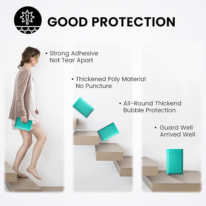 Fuxury Bubble Mailers 4x8 Inch Teal 200 Pack Padded Envelopes Usable Size 4x7" - Image 5