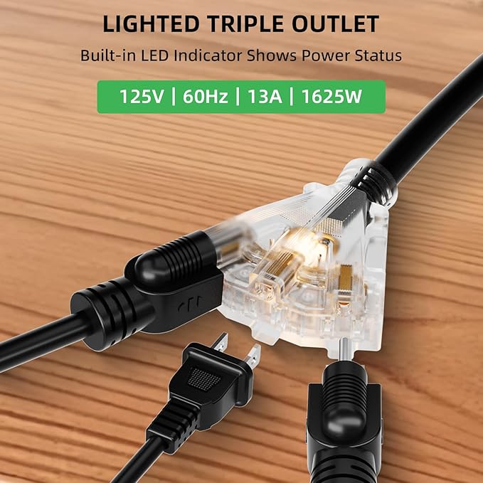 80FT Retractable Extension Cord Reel, 14 AWG/3C SJTOW Heavy Duty Power Cord - Image 7