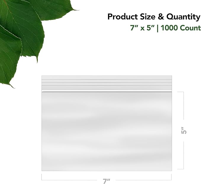 Zip Bags – 7x5 Inches, 2 Mil – Clear Plastic Reclosable LDPE Poly Sandwich - Image 2