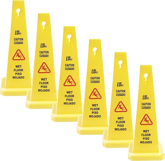 MATTHEW CLEANING 6 Packs 26” Caution Wet Floor Safety Cones by MATTHEWCLEANINGPRODUCTS
