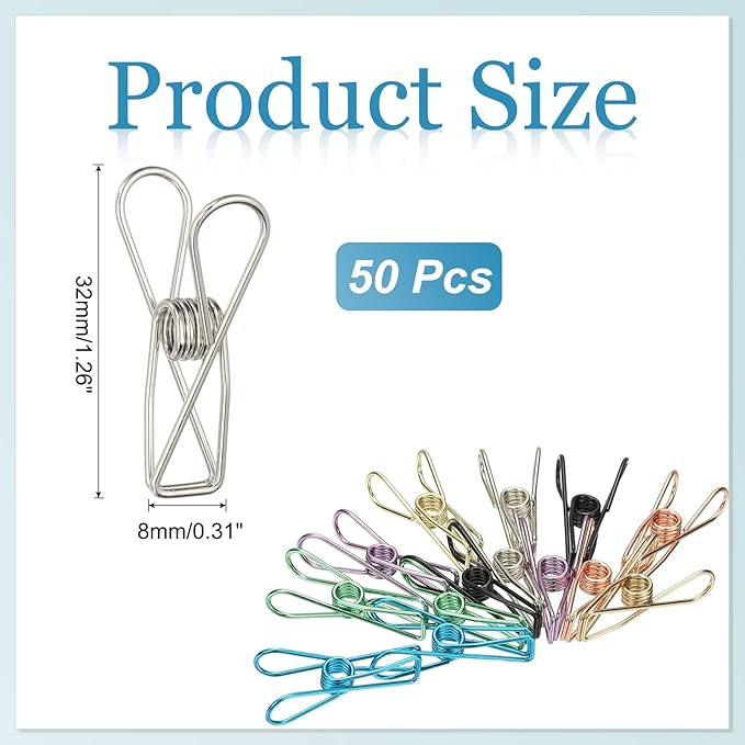 PATIKIL 50Pcs Paper Office Binder Clips, 1.26" Small Metal Wire Hollow Out - Image 2