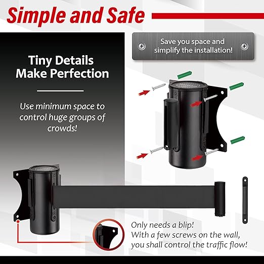 DuraSteel Wall Mount Crowd Control Retractable Belt Barrier - Image 5