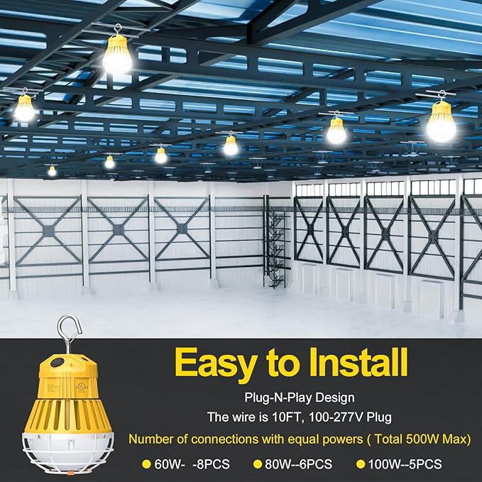 80W LED Temporary Work Light 12000LM 5000K Portable Work Lamp Fixture Daylight - Image 4