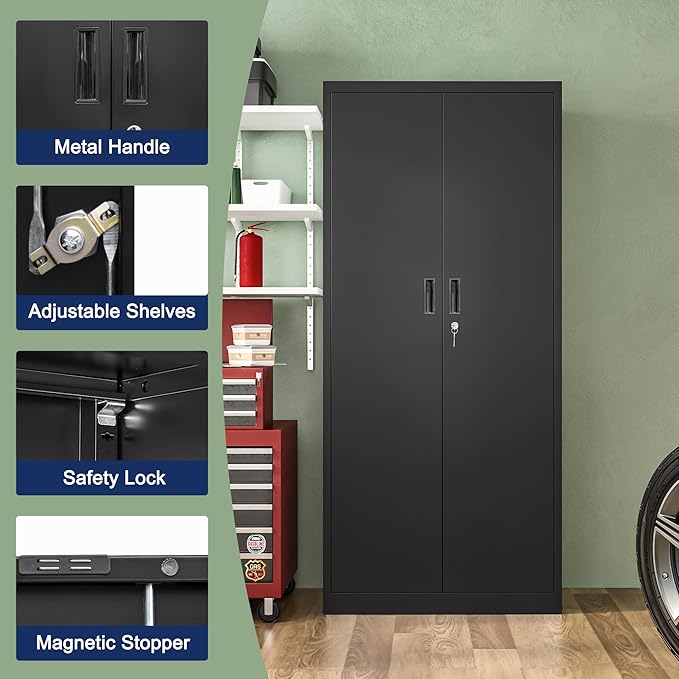 Metal Storage Cabinet, 71 Inch Tall Metal Storage Cabinet - Image 4