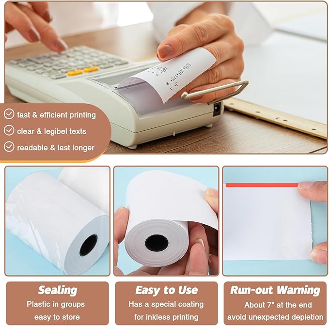 2 1/4 x 85 Thermal Receipt Paper Rolls, POS Cash Register Paper Rolls, BPA Free - Image 4