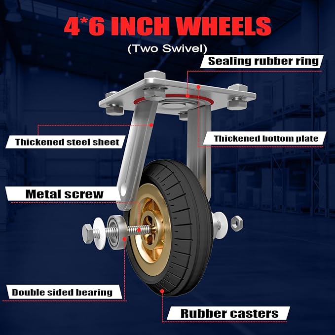 2IN1 42"×25" Platform Truck Cart 2200lbs Heavy Duty Flatbed Cart Dolly - Image 4