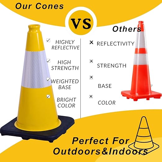 BESEA 6Pack 18 Inch Yellow Traffic Cones - Image 5