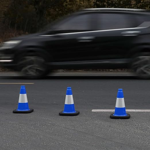 6 Pack 12" Inch Blue PVC Traffic Cones - Image 6