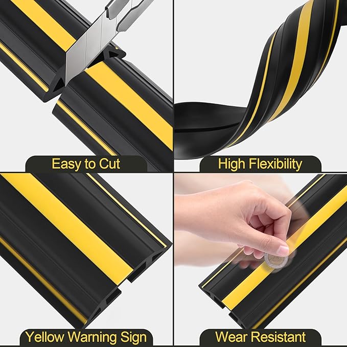 MYFAMIREA 6.5FT Floor Cord Cover Heavy Duty Cable Cover Protector - Image 4