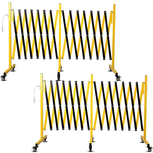 17FT Traffic Barricade with Casters, Metal Expandable Barricade, Folding by Bstyjqxh