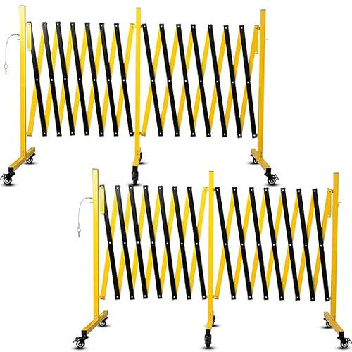 17FT Traffic Barricade with Casters, Metal Expandable Barricade, Folding by Bstyjqxh