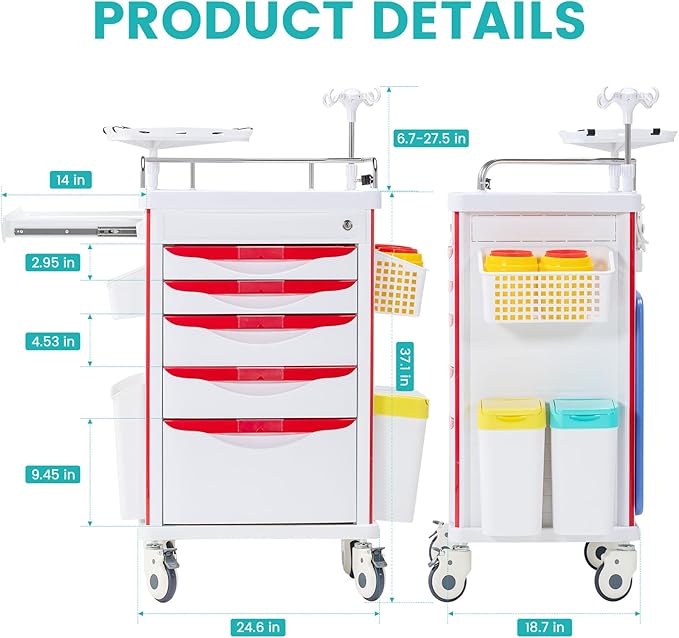 Medical Cart, Rolling Medication Carts - Image 7