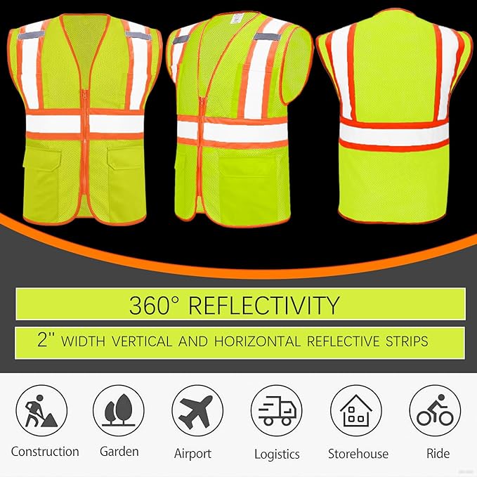 BeautyWill Custom Safety Vest Customized Logo Class 2 High Visibility - Image 3